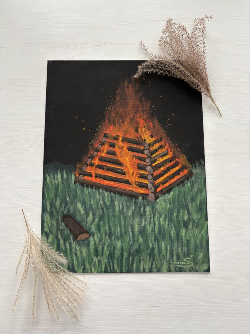 Vášeň v temnotě-malba kvašem, 40 x 30 cm