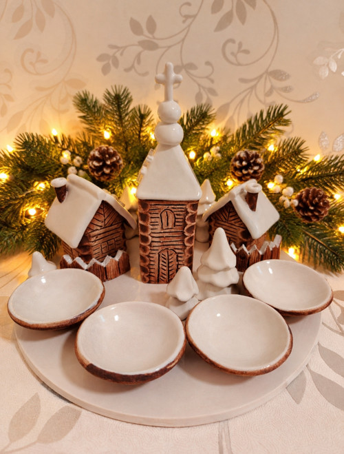 Vánoční vesnička - adventní svícen