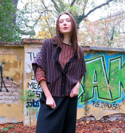 MONOKIN- top kimono proužkované/propínací