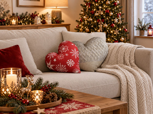 Sada polštářů - Srdce s levandulí - Christmas