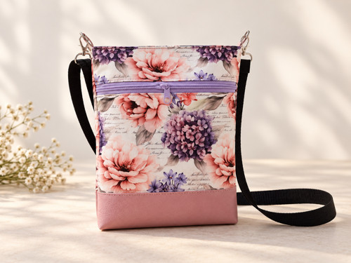 Crossbody kabelka GRACE - Pivoňky a hortenzie