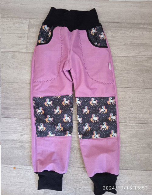 Softshellové kalhoty s beránkem jednorožci