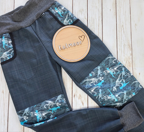 Jarní/podzimní softshell kalhoty antracit/dino