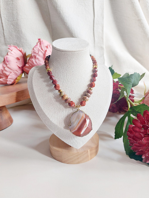 Boho náhrdelník DAHLIA • jaspis, hematit, achát