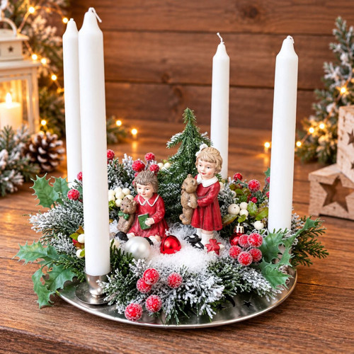 Vánoční adventní svícen s dětmi