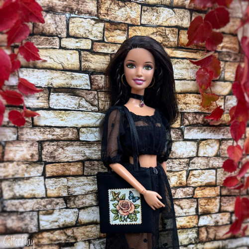 Taška pro Barbie - Růže, černá
