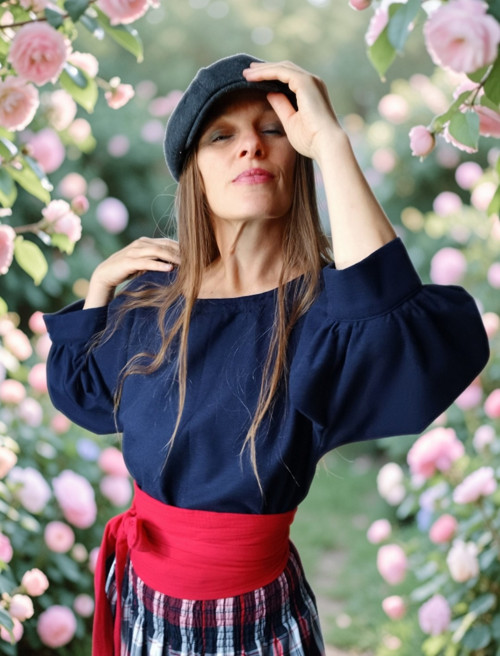 Hřejivá halenka z měkkého flanelu stylová půlnoční