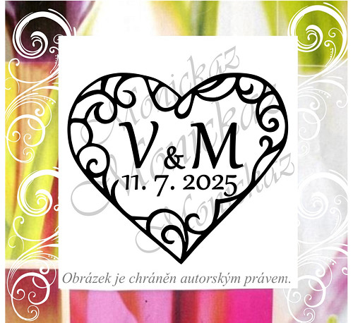 Svatební srdce s ornamenty 237 a) menší. Razítko
