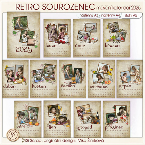Kalendář 2025 - RETRO sourozenecký