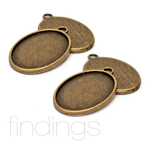 4 kusy! Lůžko ovál 28x19mm Starobronz