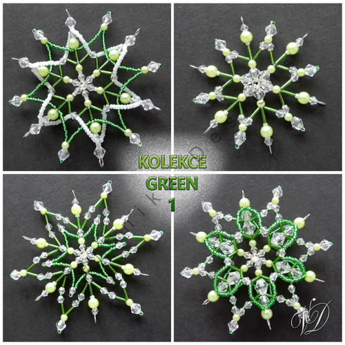 Vánoční hvězdy z korálků - Kolekce Green 1