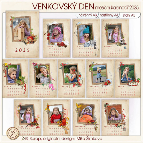 Kalendář 2025 - venkovský styl