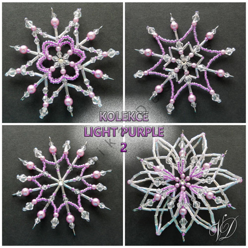 Vánoční hvězdy z korálků - Kolekce Light Purple 2