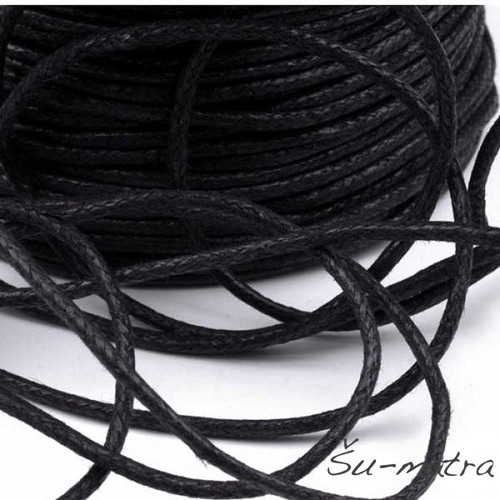 Voskovaná šňůra černá, 1,5 mm (5 m)