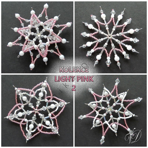 Vánoční hvězdy z korálků - Kolekce Light Pink 2