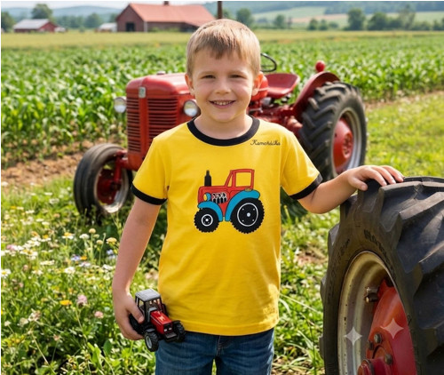 Dětské tričko s traktorem - traktor, žlutá, John