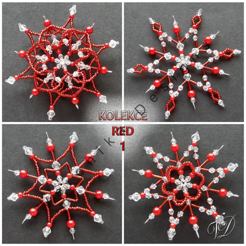 Vánoční hvězdy z korálků - Kolekce Red 1