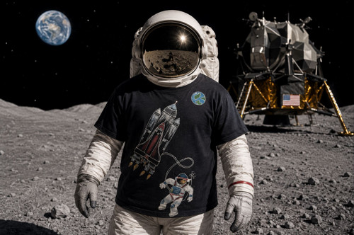 Pánské tričko - vesmír - kosmonaut, raketoplán