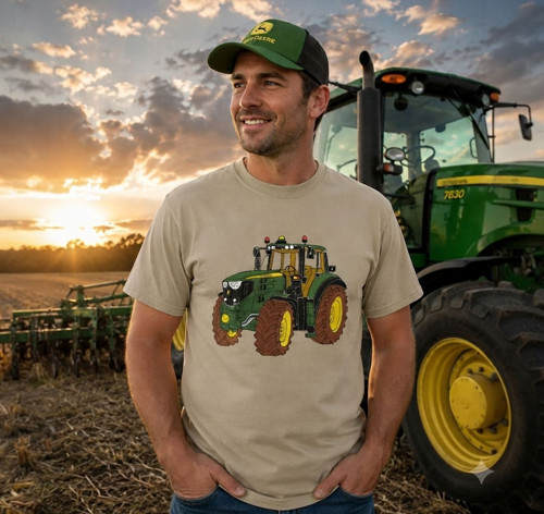 Tričko pánské- traktor John Deere -tričko malované