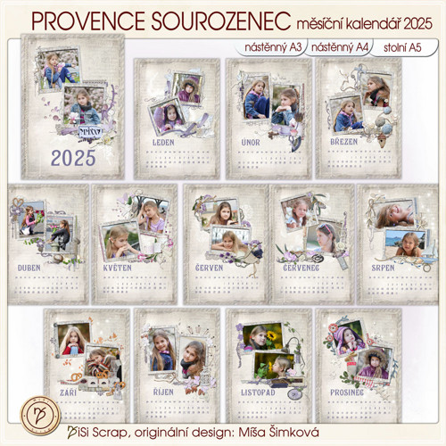 Kalendář 2025 ve stylu Provence dvourámkový