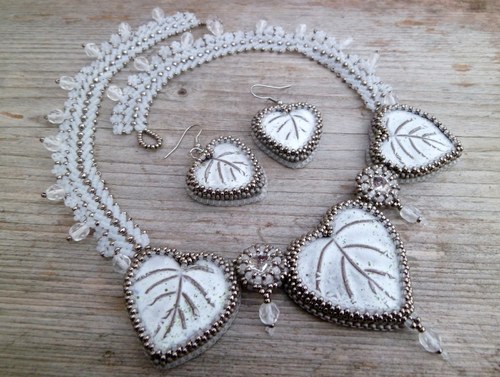 Souprava Frozen leaves: keramika a Swarovski