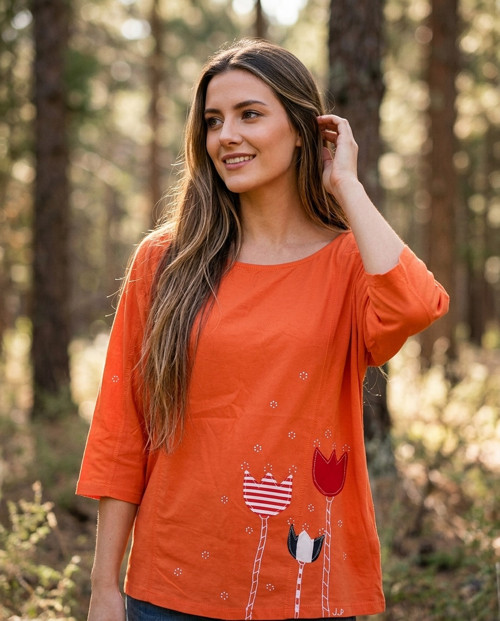 TULIPÁNY V ORANŽÁDĚ (S/M) - dámská tunika
