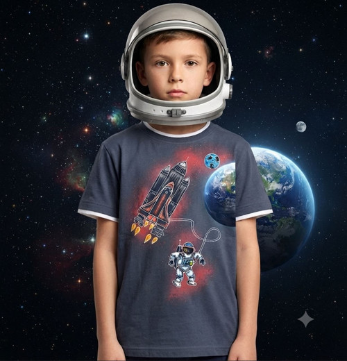 Dětské tričko - kosmonaut, raketa, vesmír