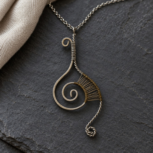 Ornament – ručně tvořený drátovaný náhrdelník