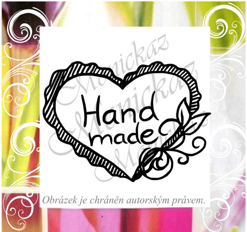 Hand made v srdci. Razítko.