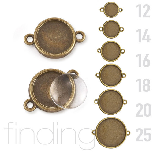 Konektor s lůžkem / 2ks / Starobronz / 12mm