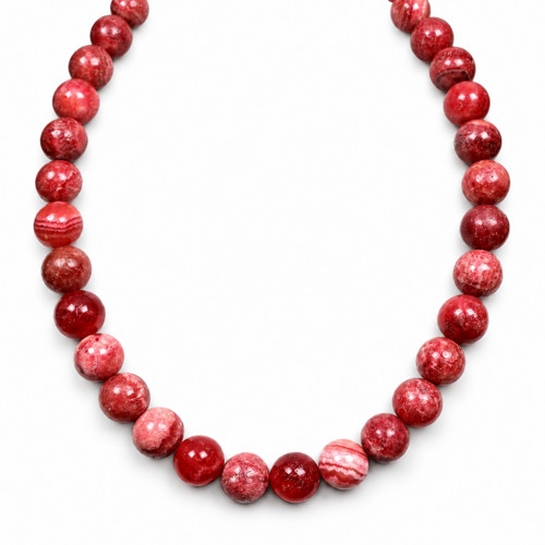 Rhodochrozit, Mexiko, náhrdelník 43,5 cm, Ag 925
