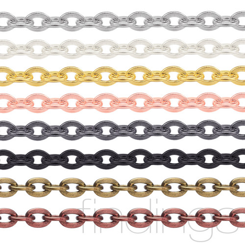 Řetízek 3x2mm / 1m / Barva platiny