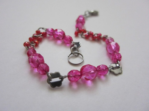 Náramek Pink - sklo a nerez ...
