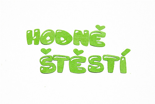 Nápis HODNĚ ŠTĚSTÍ