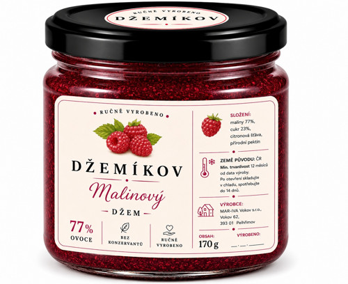 Poctivý malinový džem, 170g