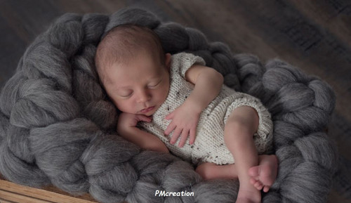 Na focení miminek-Body tweed krémové