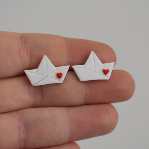 Loďky origami náušnice - chirurgická ocel