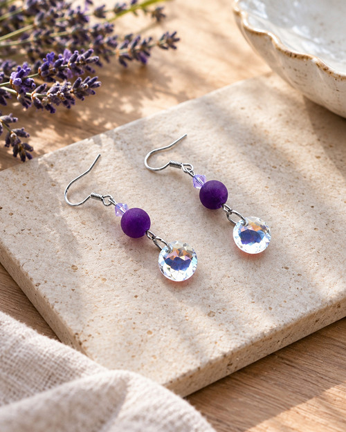 Náušnice - Swarovski Classic Cut a dračí achát