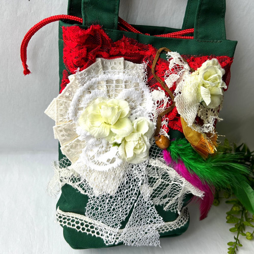 Boho kabelka s květinami - mini