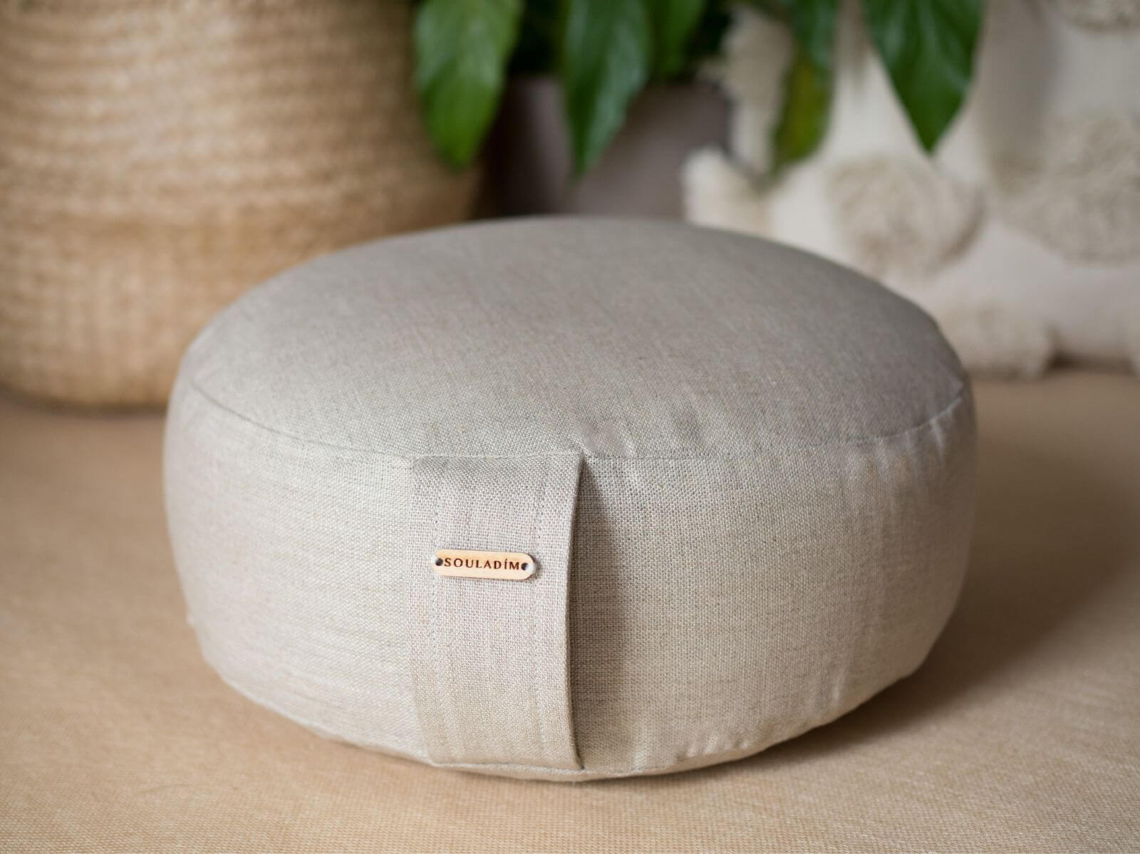 Lněný meditační polštář rondo NATURAL