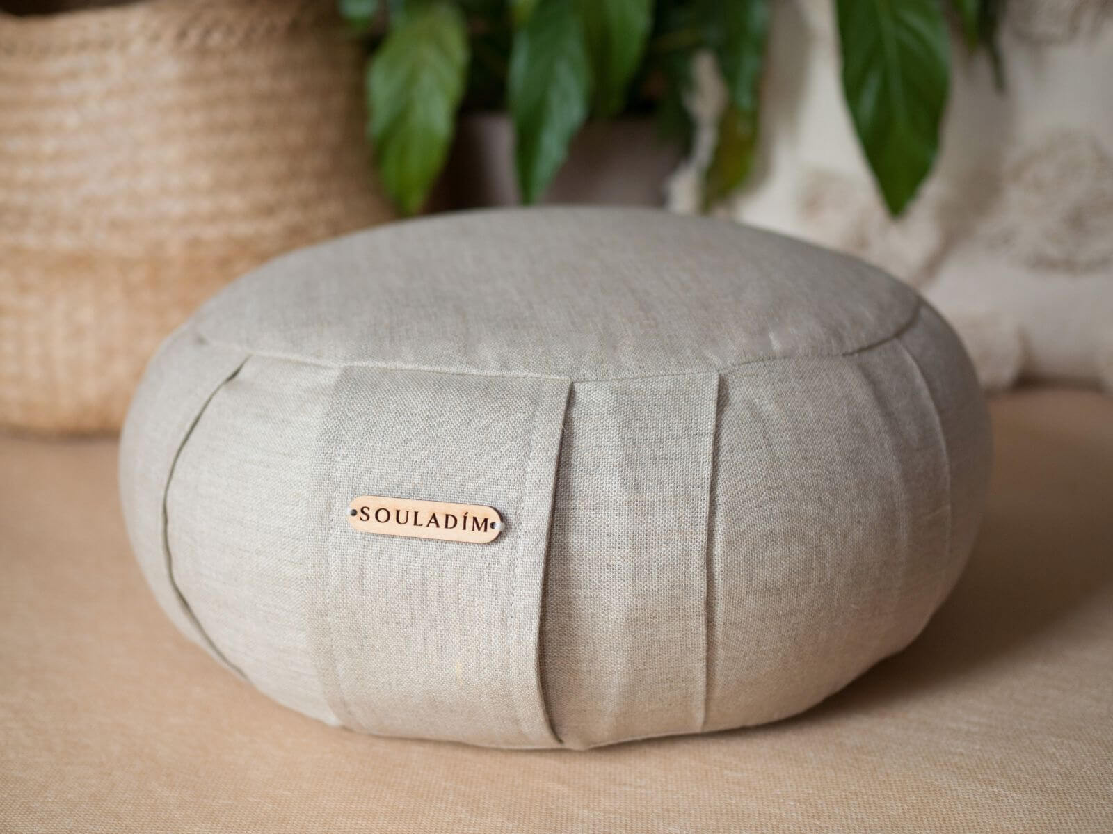 Lněný meditační polštář zafu NATURAL