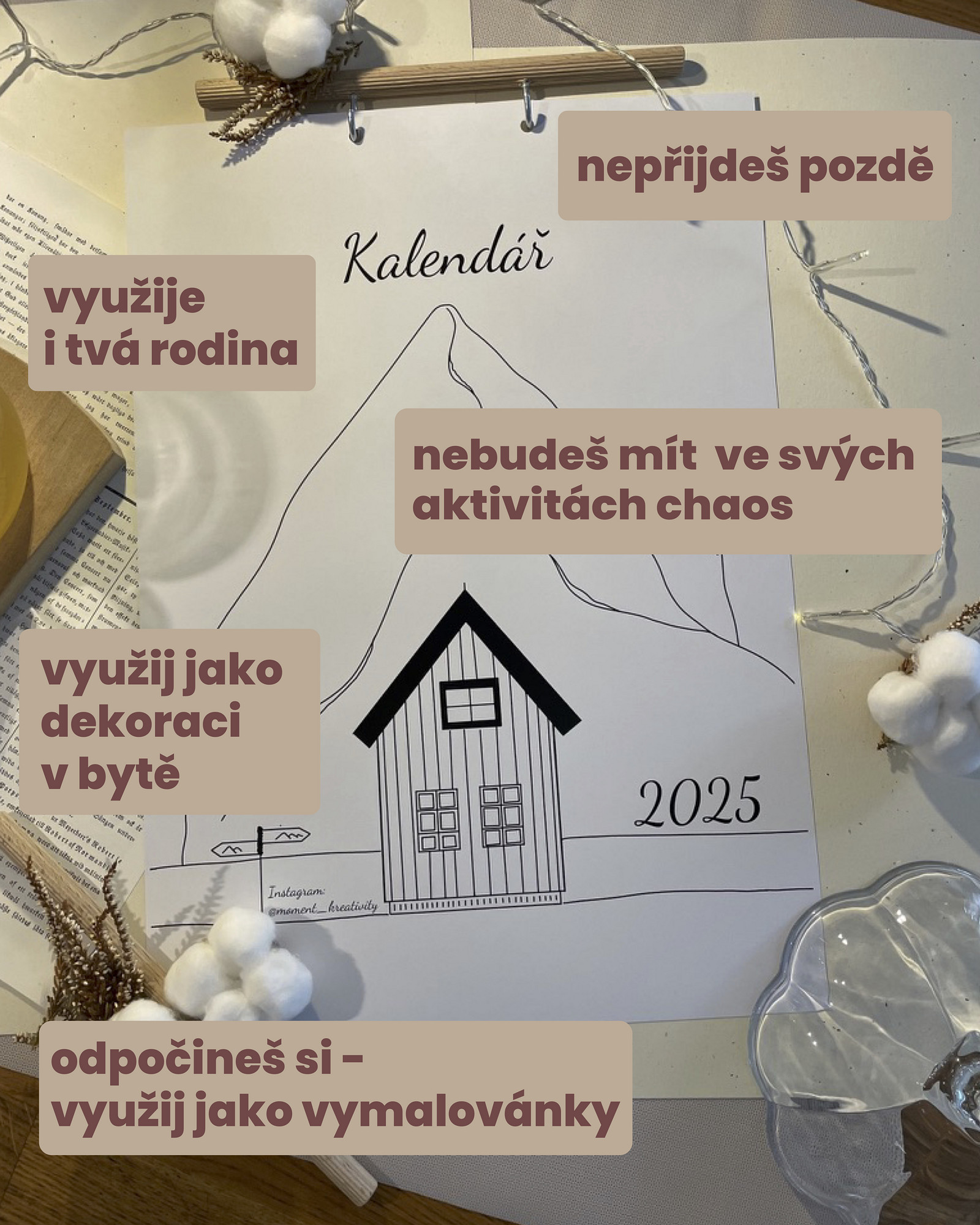 Ručně ilustrovaný kalendář 2025 / od Moment kreativity | Fler.cz