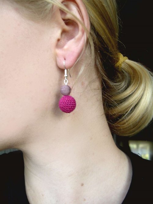 Háčkované náušnice - Simply pink — foto 2