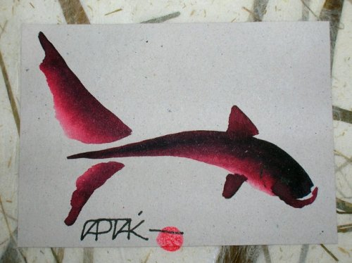 Přáníčko- čínská malba, RYBA 1 — foto 3