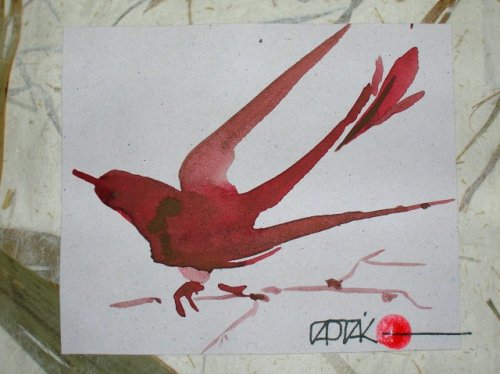 Přáníčko- čínská malba, PTÁK 1 — foto 3
