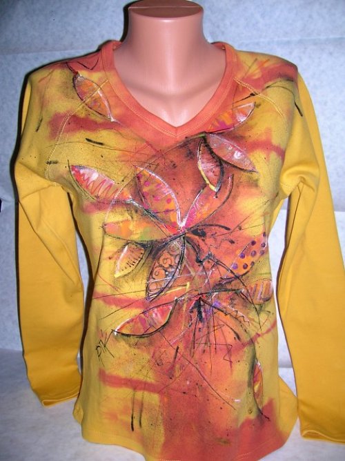 Triko dámské, "KVĚTY", XL (širší) — foto 2