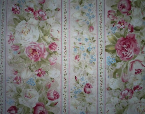 Látka (nejen) na patchwork Panel RŮŽE CREAM STRIPE — foto 2