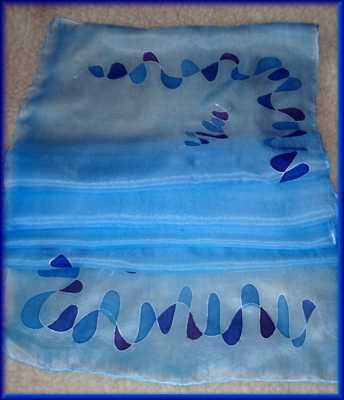 Modré vlnky - šál 40x150 — foto 2