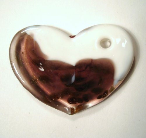 Skleněné srdíčko - "jin - jang" — foto 4