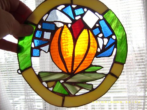 Tulipán - dekorace do okna - vitráž! — foto 3